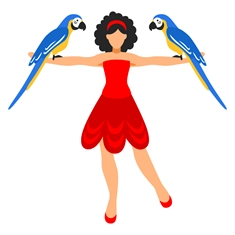 Carnival Circus Theme Parrot Performer Transparent Sticker
